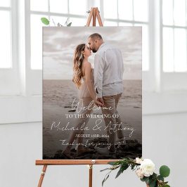 Poster Sinal de boas-vindas de casamento com fotografia