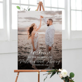 Poster Sinal de boas-vindas de casamento com fotografia
