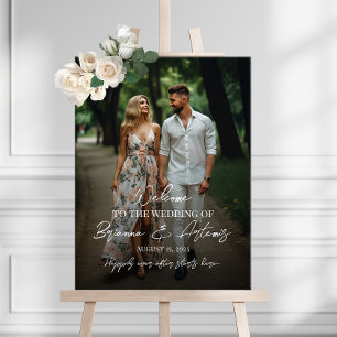 Poster Sinal de boas-vindas de casamento com fotografia