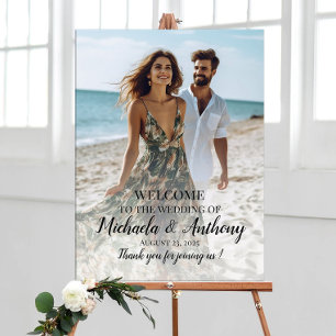 Poster Sinal de boas-vindas de casamento com fotografia