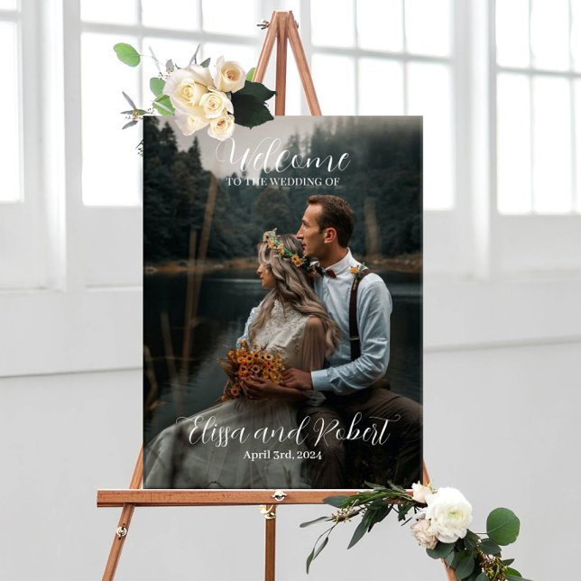 Poster Sinal de boas-vindas de casamento com fotografia (Criador carregado)