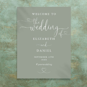Poster Sinal de Boas-Vindas de Casamento com Letra Cursiv