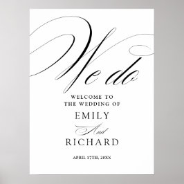 Poster Sinal de Boas-Vindas de Casamento com Letra Elegan