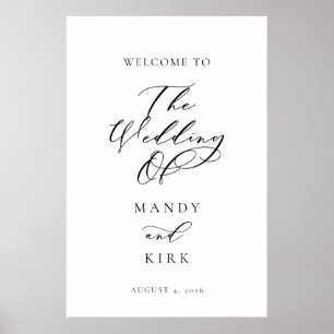 Poster Sinal de Boas-Vindas de Casamento com Letra Minima