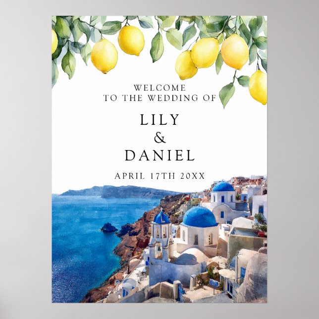 Poster Sinal de Boas-Vindas de Casamento com Limões de Sa (Frente)