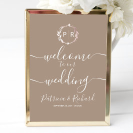 Poster Sinal de Boas-Vindas de Casamento com Monograma 
