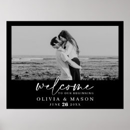 Poster Sinal de Boas-Vindas de Casamento com Rótulo Moder