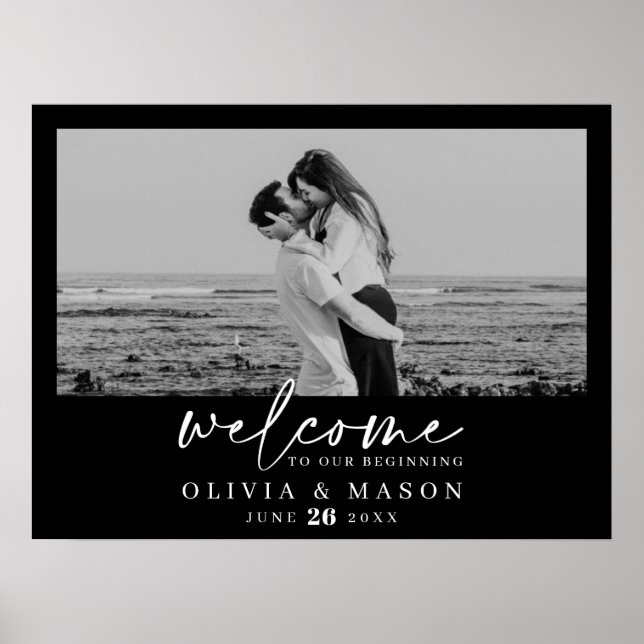 Poster Sinal de Boas-Vindas de Casamento com Rótulo Moder (Frente)