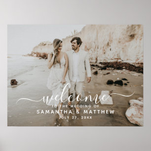 Poster Sinal de Boas-Vindas de Casamento com Tema de Prai