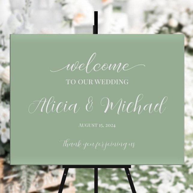 Poster Sinal de boas-vindas de casamento com verde-menta (Criador carregado)