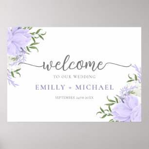 Poster Sinal de Boas-Vindas de Casamento com Vinca Menor 