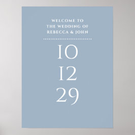 Poster Sinal de Boas-Vindas de Casamento Data Especial Az