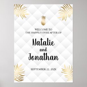 Poster Sinal de Boas-Vindas de Casamento de Abacaxi Tropi