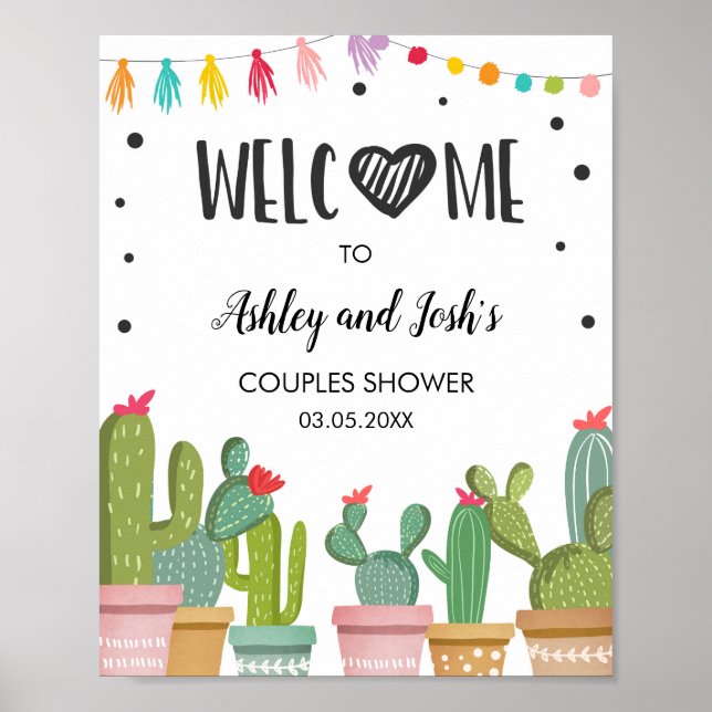 Poster Sinal de boas-vindas de casamento de casais Fiesta (Frente)