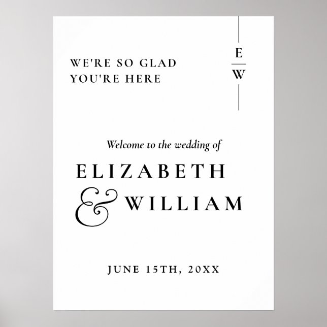 Poster Sinal de Boas-Vindas de Casamento de Monograma Bra (Frente)