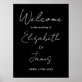Poster Sinal de Boas-Vindas de Casamento de Script Chic P