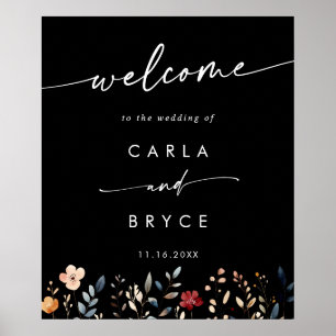 Poster Sinal de Boas-Vindas de Casamento DIY Flor Silvest