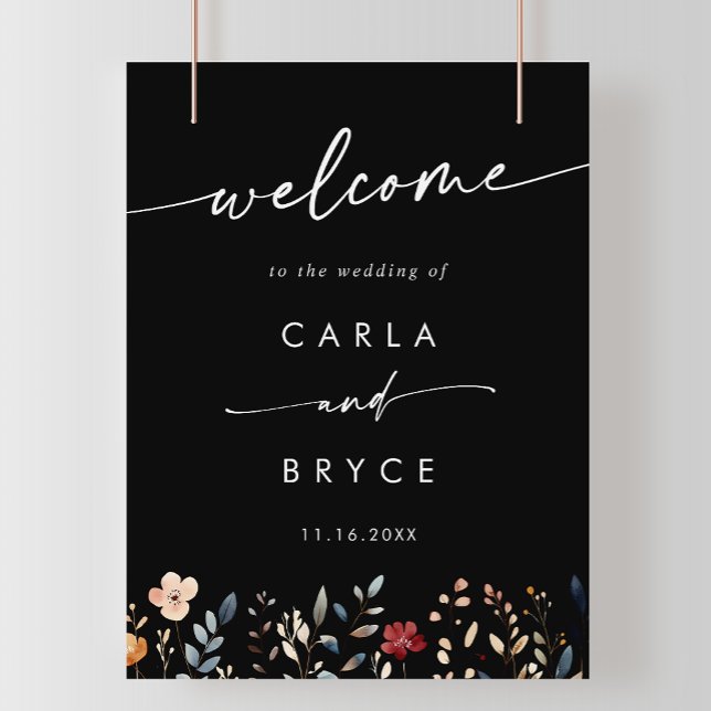 Poster Sinal de Boas-Vindas de Casamento DIY Flor Silvest (Criador carregado)