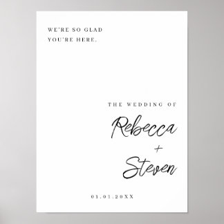 Poster Sinal de boas-vindas de casamento elegante