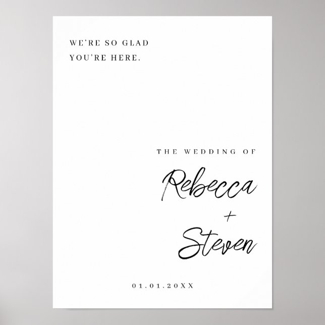 Poster Sinal de boas-vindas de casamento elegante (Frente)