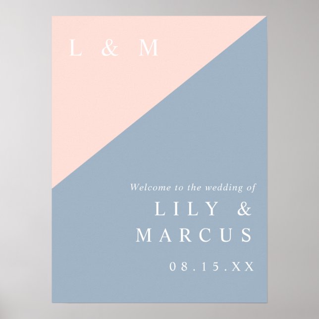 Poster Sinal de Boas-Vindas de Casamento Elegante em Pó A (Frente)