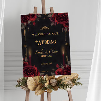 Poster Sinal de Boas-Vindas de Casamento Elegante Romance