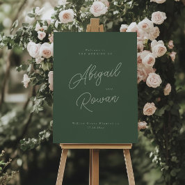 Poster Sinal de Boas-Vindas de Casamento Elegante Verde F