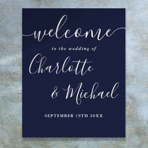 Poster Sinal de Boas-Vindas de Casamento em Letra de Curs