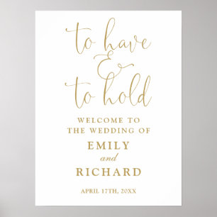 Poster Sinal de Boas-Vindas de Casamento em Ouro Have And