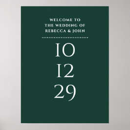 Poster Sinal de Boas-Vindas de Casamento em Verde Esmeral
