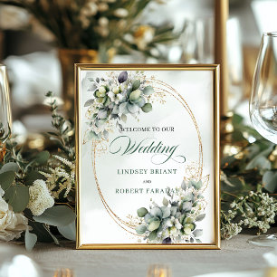 Poster Sinal de Boas-Vindas de Casamento em Verde Suave e