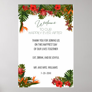 Poster Sinal de Boas-Vindas de Casamento Floral Brisa Tro