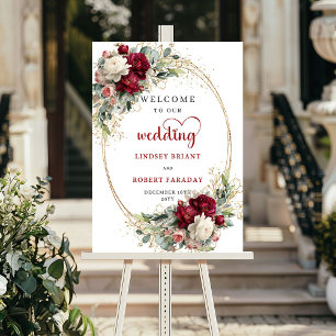 Poster Sinal de Boas-Vindas de Casamento Floral com Estil