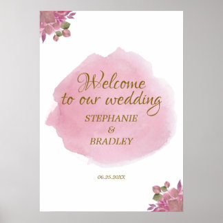 Poster Sinal de Boas-Vindas de Casamento Floral Elegante