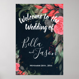Poster Sinal de Boas-Vindas de Casamento Floral Laranja D
