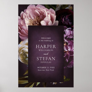 Poster Sinal de Boas-Vindas de Casamento Floral Maximalis