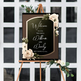 Poster Sinal de Boas-vindas de Casamento Floral Modelo
