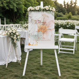 Poster Sinal de Boas-Vindas de Casamento | Floral Rosa Be