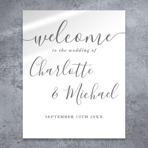 Poster Sinal de Boas-Vindas de Casamento Gray Signature S