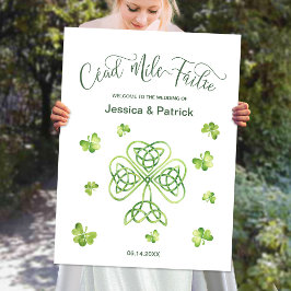 Poster Sinal de Boas-Vindas de Casamento Irlandês Cead Mi