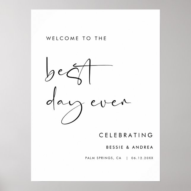 Poster Sinal de Boas-Vindas de Casamento Melhor Dia de To (Frente)