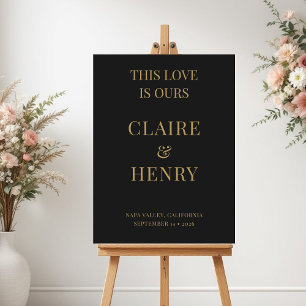 Poster Sinal de Boas-Vindas de Casamento Minimalista Ouro
