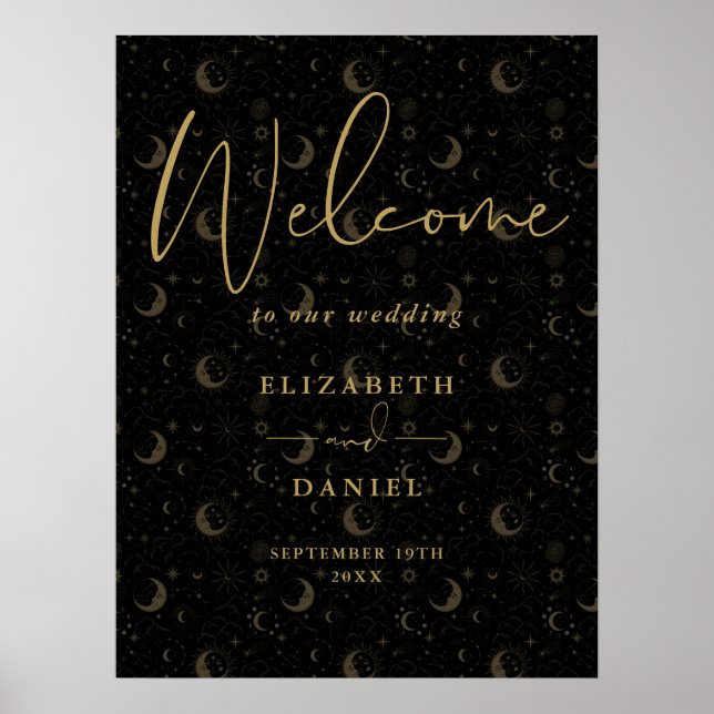 Poster Sinal de Boas-Vindas de Casamento Místico Celestia (Frente)