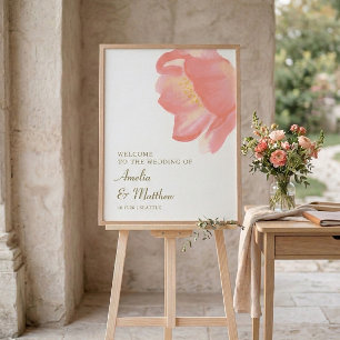 Poster Sinal de Boas-Vindas de Casamento Moderno Floral R