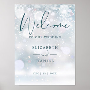 Poster Sinal de Boas-Vindas de Casamento na Neve do País 