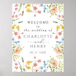 Poster Sinal de Boas-Vindas de Casamento no Jardim de Flo