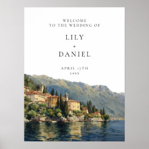 Poster Sinal de Boas-Vindas de Casamento no Lago Como Ita