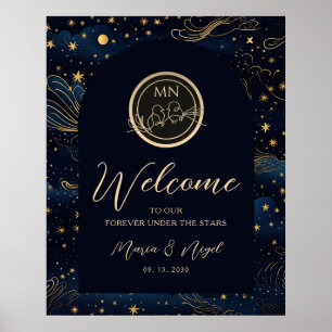 Poster Sinal de Boas-Vindas de Casamento Noturno Celestia