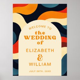 Poster Sinal de Boas-Vindas de Casamento Ondulado Colorid