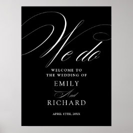 Poster Sinal de Boas-Vindas de Casamento Preto e Branco